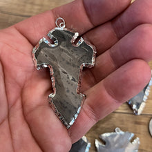 Load image into Gallery viewer, Agate Arrowhead Pendant with Silver Plated Edge