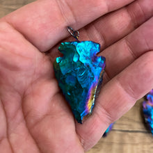 Load image into Gallery viewer, Rainbow Mystic Obsidian Arrowhead Pendant