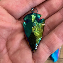 Load image into Gallery viewer, Rainbow Mystic Obsidian Arrowhead Pendant
