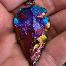 Load image into Gallery viewer, Rainbow Mystic Obsidian Arrowhead Pendant