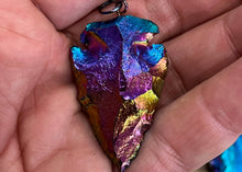 Load image into Gallery viewer, Rainbow Mystic Obsidian Arrowhead Pendant