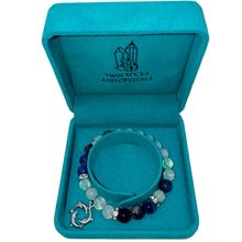 Load image into Gallery viewer, High Quality Sodalite & Opalite Stone Bracelet with a "Twin Rocks and Crystals" Velvet Box