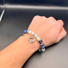 Load image into Gallery viewer, High Quality Sodalite & Opalite Stone Bracelet with a "Twin Rocks and Crystals" Velvet Box