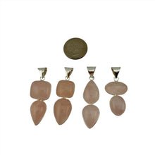 Load image into Gallery viewer, Rose Quartz Pendant & Necklace with a "Twin Rocks and Crystals" Velvet Box