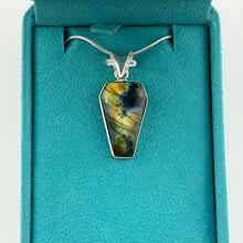 Load image into Gallery viewer, Labradorite Pendant & Necklace with a "Twin Rocks and Crystals" Velvet Box