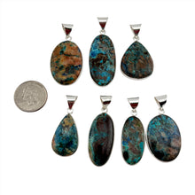 Load image into Gallery viewer, Azurite Pendant & Necklace with a "Twin Rocks and Crystals" Velvet Box