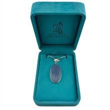 Load image into Gallery viewer, Angelite Pendant & Necklace with a "Twin Rocks and Crystals" Velvet Box