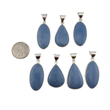 Load image into Gallery viewer, Angelite Pendant & Necklace with a "Twin Rocks and Crystals" Velvet Box