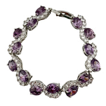 Load image into Gallery viewer, High Quality Amethyst Faceted Stone Bracelet with a "Twin Rocks and Crystals" Velvet Box