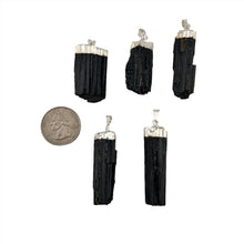 Load image into Gallery viewer, Natural Rough Black Tourmaline Pendant & Necklace with a "Twin Rocks and Crystals" Velvet Box