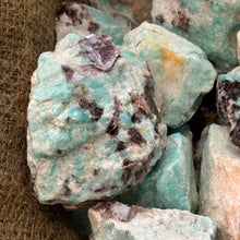 Load image into Gallery viewer, Halloween SALE!! LARGE Brazilian Amazonite Rough with Black Tourmaline Matrix