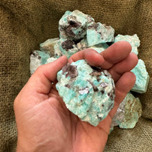 Load image into Gallery viewer, Halloween SALE!! LARGE Brazilian Amazonite Rough with Black Tourmaline Matrix