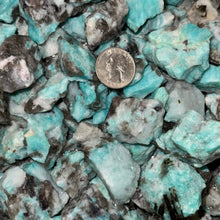 Load image into Gallery viewer, Halloween SALE!! Brazilian Amazonite with Black Tourmaline Inclusions (By the Pound)