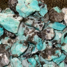 Load image into Gallery viewer, Halloween SALE!! Brazilian Amazonite with Black Tourmaline Inclusions (By the Pound)