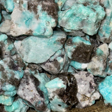 Load image into Gallery viewer, Halloween SALE!! Brazilian Amazonite with Black Tourmaline Inclusions (By the Pound)