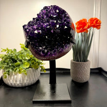 Load image into Gallery viewer, Amethyst Druze on Custom Metal Stand Size 7 (7-8 lb) High End Specimen