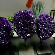 Load image into Gallery viewer, Amethyst Druze on Custom Metal Stand Size 1 (1-2 lb) High End Specimen