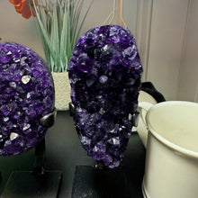 Load image into Gallery viewer, Amethyst Druze on Custom Metal Stand Size 1 (1-2 lb) High End Specimen