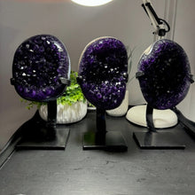 Load image into Gallery viewer, Amethyst Druze on Custom Metal Stand Size 4 (4-5 lb) High End Specimen