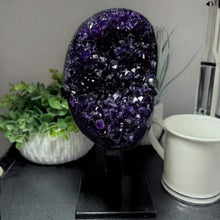 Load image into Gallery viewer, Amethyst Druze on Custom Metal Stand Size 4 (4-5 lb) High End Specimen