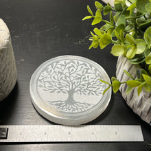 Load image into Gallery viewer, Selenite Tree of Life Charging Plate 4"