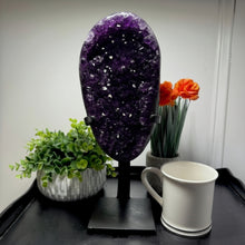 Load image into Gallery viewer, Amethyst Druze on Custom Metal Stand Size 7 (7-8 lb) High End Specimen
