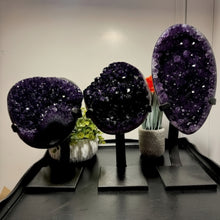 Load image into Gallery viewer, Amethyst Druze on Custom Metal Stand Size 7 (7-8 lb) High End Specimen
