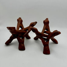 Load image into Gallery viewer, (1) 4&quot; Carved Wood Tripod Cobra Stand Three Prong Display for Crystal Spheres, Eggs, or Balls
