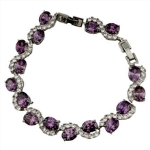 Load image into Gallery viewer, High Quality Amethyst Faceted Stone Bracelet with a &quot;Twin Rocks and Crystals&quot; Velvet Box
