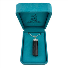 Load image into Gallery viewer, Natural Rough Black Tourmaline Pendant &amp; Necklace with a &quot;Twin Rocks and Crystals&quot; Velvet Box
