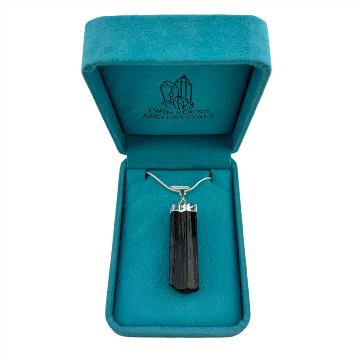 Natural Rough Black Tourmaline Pendant & Necklace with a 