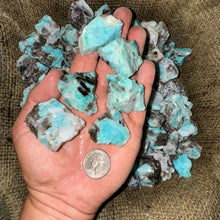 Load image into Gallery viewer, HALLOWEEN SALE!! Brazilian Amazonite with Black Tourmaline Inclusions (By the Pound)
