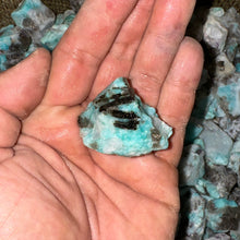 Load image into Gallery viewer, HALLOWEEN SALE!! Brazilian Amazonite with Black Tourmaline Inclusions (By the Pound)
