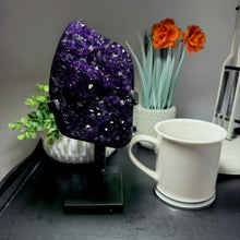 Load image into Gallery viewer, Amethyst Druze on Custom Metal Stand Size 3 (3-4 lb) High End Specimen
