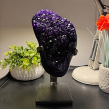 Load image into Gallery viewer, Amethyst Druze on Custom Metal Stand Size 6 (6-7 lb) High End Specimen
