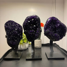 Load image into Gallery viewer, Amethyst Druze on Custom Metal Stand Size 6 (6-7 lb) High End Specimen
