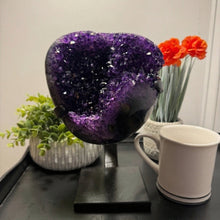Load image into Gallery viewer, Amethyst Druze on Custom Metal Stand Size 7 (7-8 lb) High End Specimen

