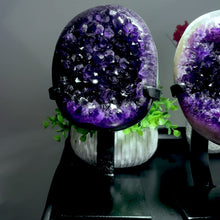 Load and play video in Gallery viewer, Amethyst Druze on Custom Metal Stand Size 4 (4-5 lb) High End Specimen
