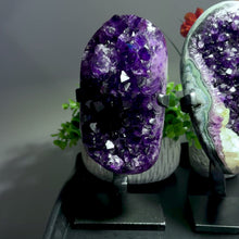 Load and play video in Gallery viewer, Amethyst Druze on Custom Metal Stand Size 3 (3-4 lb) High End Specimen
