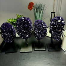 Load image into Gallery viewer, Amethyst Druze on Custom Metal Stand Size 1 (1-2 lb) High End Specimen
