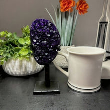 Load image into Gallery viewer, Amethyst Druze on Custom Metal Stand Size 1 (1-2 lb) High End Specimen
