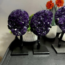 Load image into Gallery viewer, Amethyst Druze on Custom Metal Stand Size 2 (2-3 lb) High End Specimen
