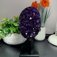 Load image into Gallery viewer, Amethyst Druze on Custom Metal Stand Size 2 (2-3 lb) High End Specimen
