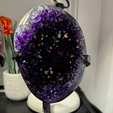 Load image into Gallery viewer, Amethyst Druze on Custom Metal Stand Size 4 (4-5 lb) High End Specimen

