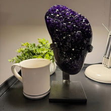Load image into Gallery viewer, Amethyst Druze on Custom Metal Stand Size 6 (6-7 lb) High End Specimen

