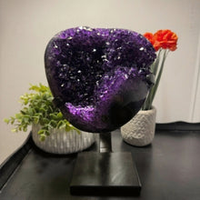 Load image into Gallery viewer, Amethyst Druze on Custom Metal Stand Size 7 (7-8 lb) High End Specimen
