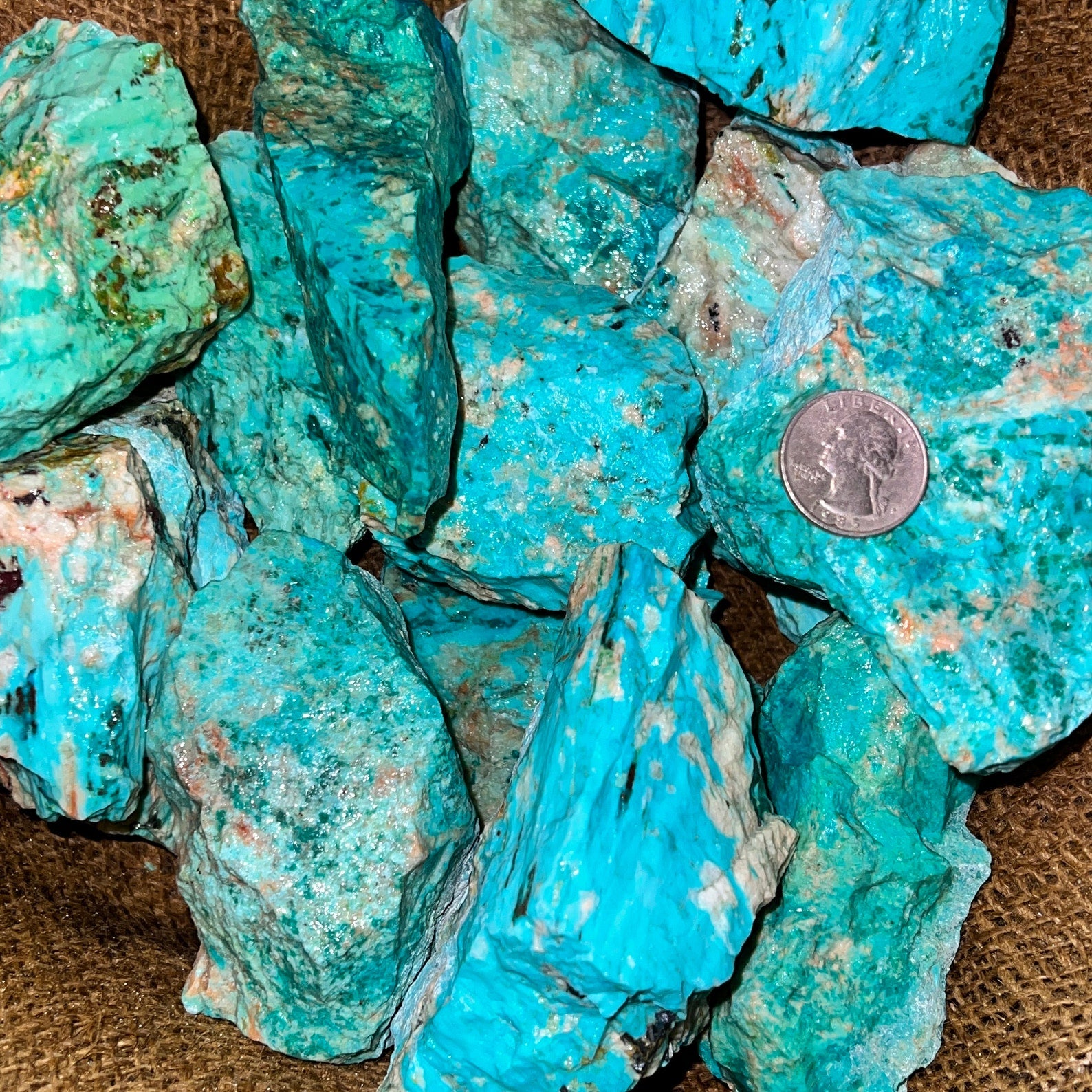 LARGE Natural Turquoise Rough Twin Rocks and Crystals